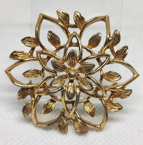 VINTAGE 1960ER SARAH COVENTRY GOLDFARBEN STERN BLUMENBLATT FILIGRAN BROSCHE ABZEICHEN
