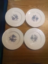 Floral WEDGWOOD ROYAL BLUE IRONSTONE England 6" bread and butter plates X4