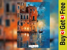 Romantic Impasto Venice Scene, Impasto Painting Print 5"x7" on Matte Paper