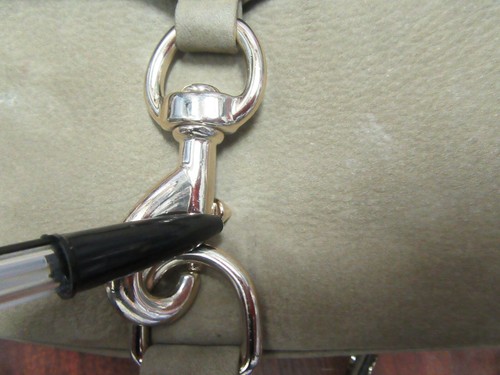 *FLAW* Rebecca Minkoff Handbag Crossbody Chain Leather Greenish Tan - Picture 8 of 8