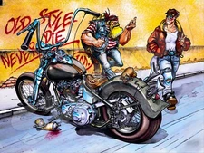 Motorcycle Old Style Never Die Metal Sign 9" x 12"