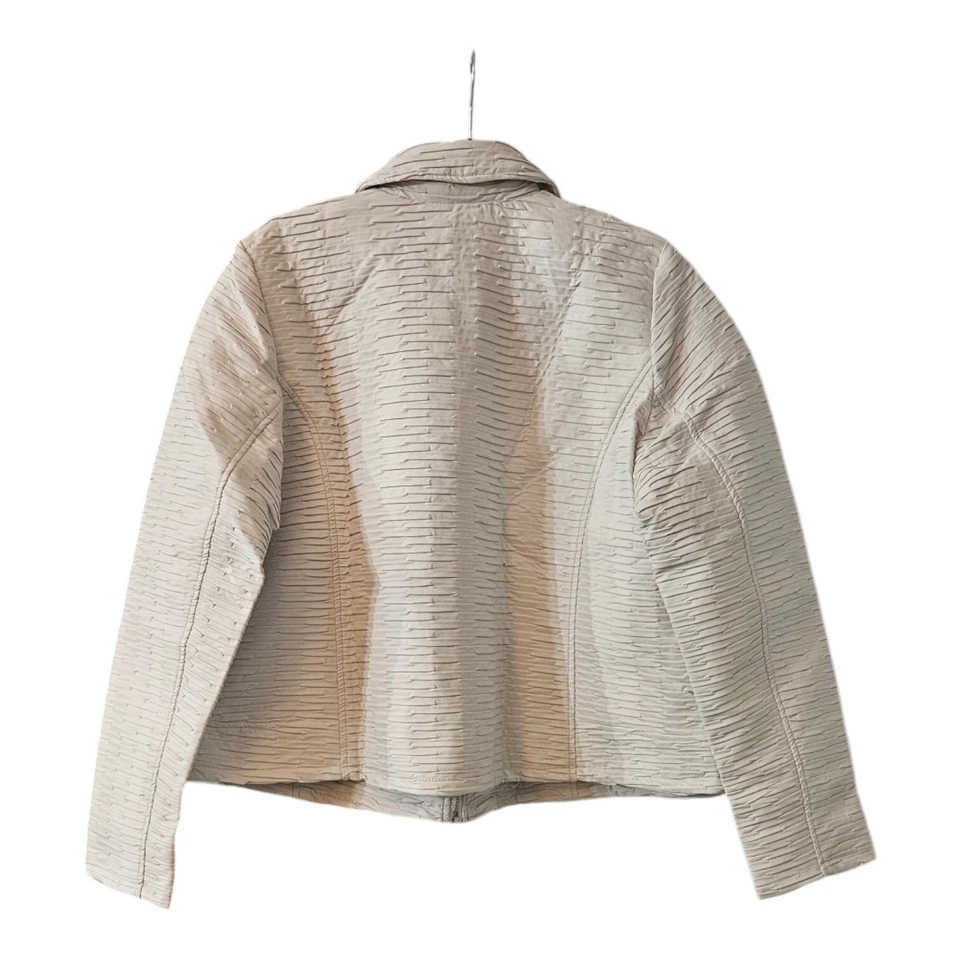 Chaqueta de moto Dennis Basso para mujer 20W imitación cuero blanca texturizada cremallera completa Foto 2 de 4