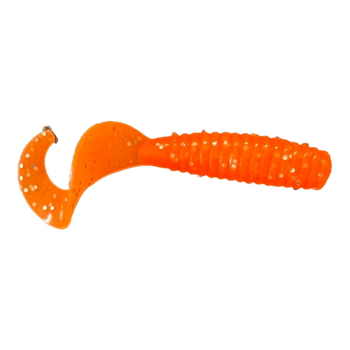45pc Soft Plastic Fishing Lures - Curly Tail Baits In Orange & Brown Glitter, 2-Pack For Bass Walleye