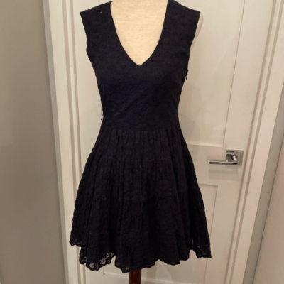 Zara Lace Flounce Navy Blue Dress | eBay