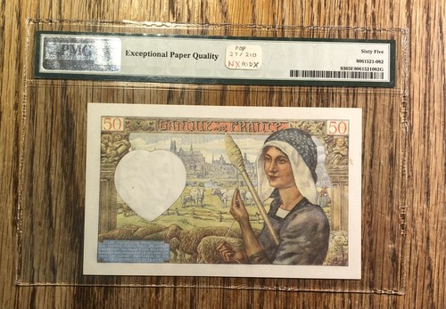 France 1940-42 50 Francs Pick 93 PMG 65 EPQ GEM UNC, Beautiful Bold Color - Picture 2 of 2