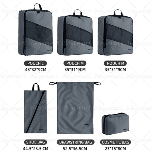 6x Compression Packing Cubes Expandable Storage Travel Luggage Bags Organizer - Picture 15 of 29