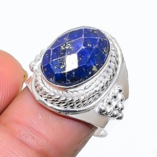 Lapis Lazuli Gemstone Handmade 925 Sterling Silver Jewelry Ring Size 6 US 