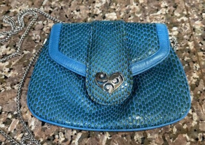 Brighton Bliss Heart Leather Pouch Crossbody in  turquoise Gorgeous EUC