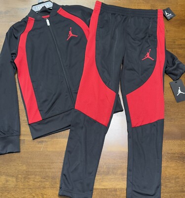 NWT Jordan Air Junior Activewear Set Jacket & Pants Medium 10-12 Yrs Red & Black