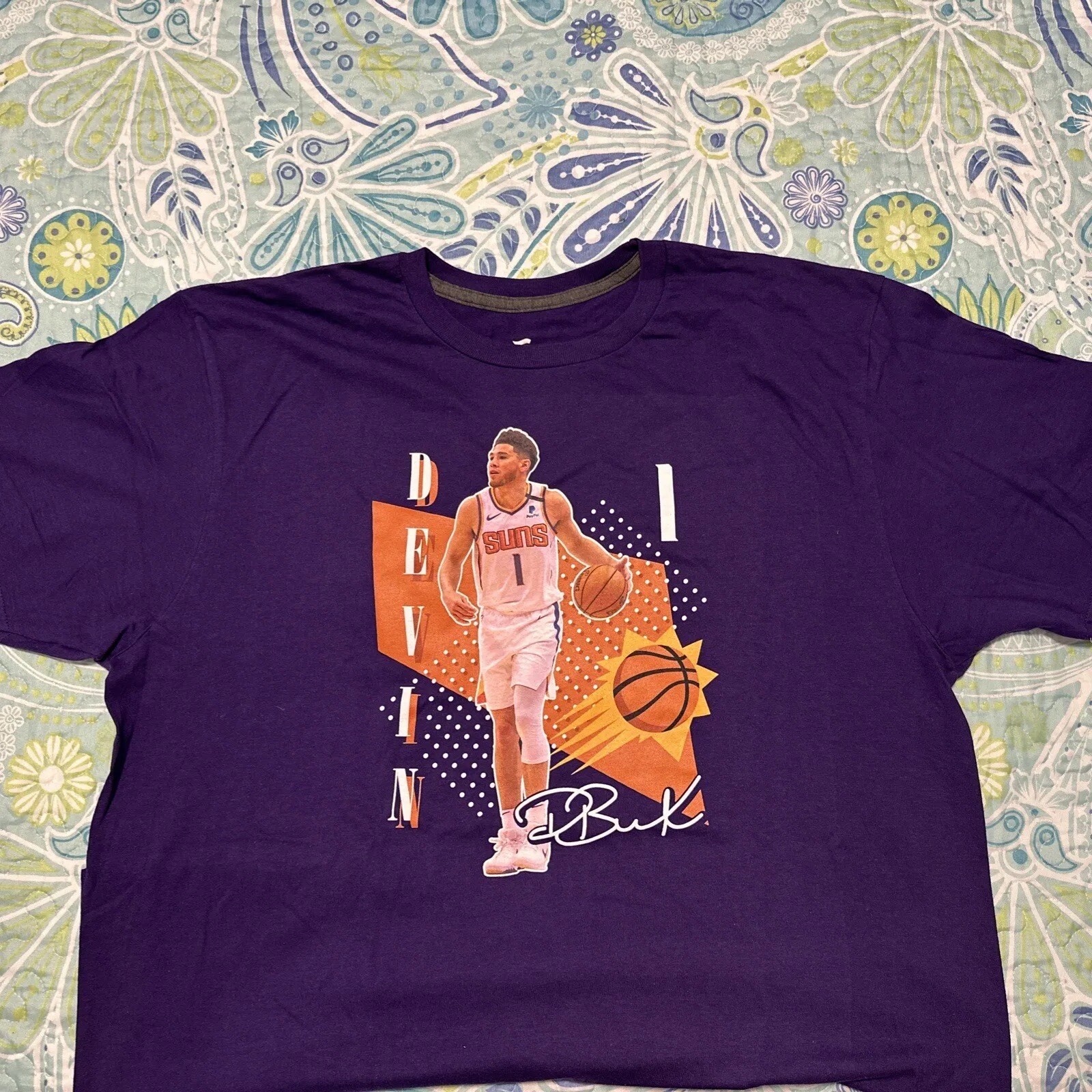 Devin Booker Autographed Signed Phoenix Suns #1 Fanatics Signature Player T Shirt Men XL 