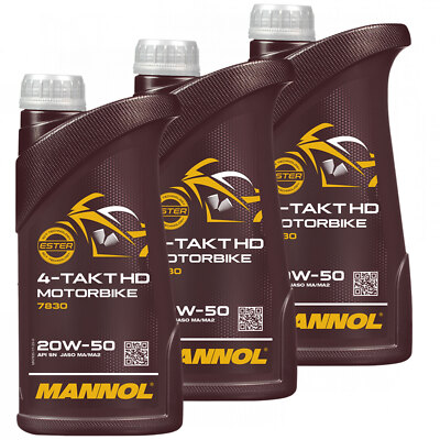 Motorenöl Oel Motorbike 4-Takt SAE 20W-50 MANNOL HD API SL 3 Liter Motorrad Quad