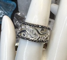 Lovely Marcasite CZ Filigree Design 925 Sterling Silver Ring Sz 8