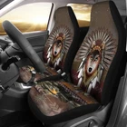 Native American - Wolf - Universal Front Car Seat Covers Protection (Set of 2)