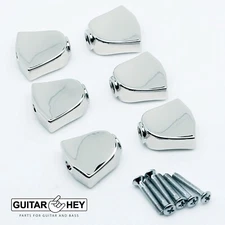 NEW (6) Keystone Buttons w/ Screws for Grover Rotomatic Tuners Keys - CHROME