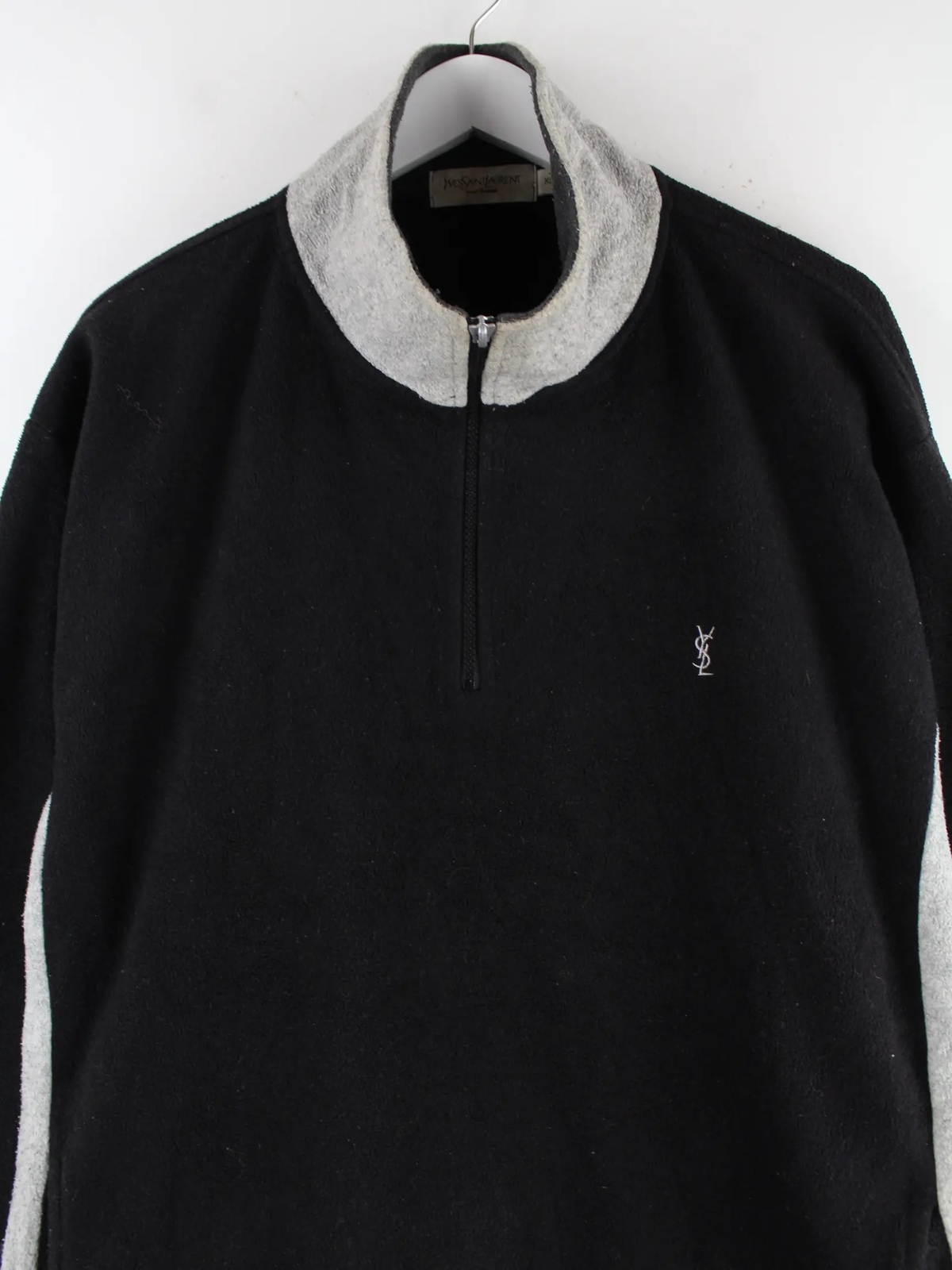 Maglione mezza zip Yves Saint Laurent anni 90 vintage pile nero XL uomo