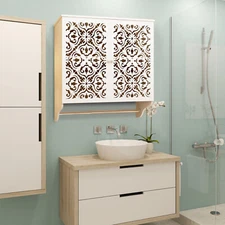 Bathroom Wall Mounted Cabinet Double Door Vanity Storage Cupboard Bathroom Shelf