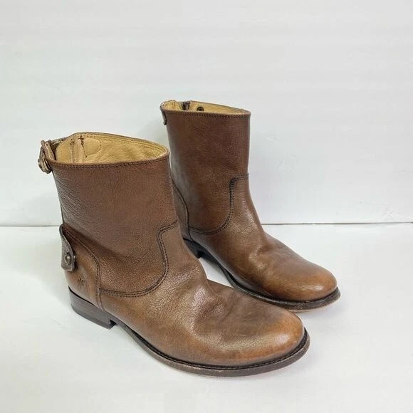 Frye melissa button top back zip short boot