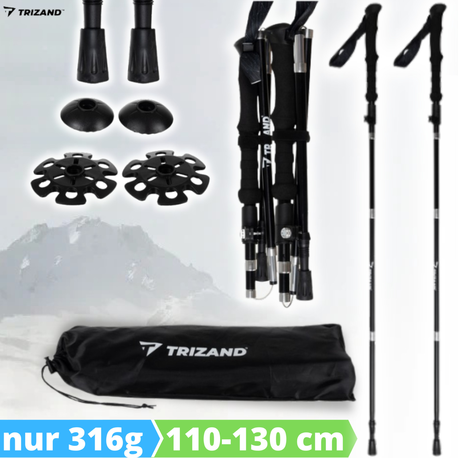 Bastones de Senderismo Telescopio Bastones de Trekking Bastones Plegables Ajustables Ligero Trekking