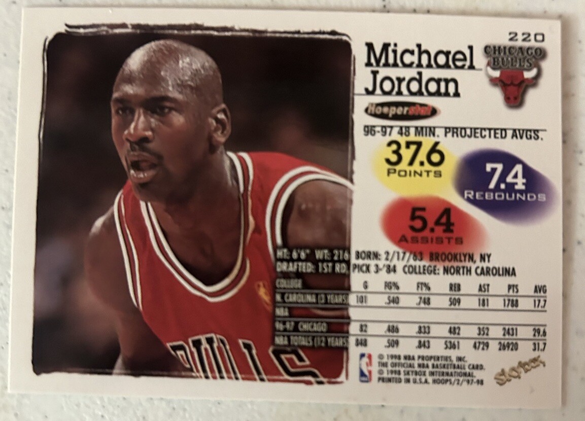 ○ジョーダン　JORDAN NBA インサート　USA 1997-98 NBA Hoops - #220 Michael Jordan | eBay