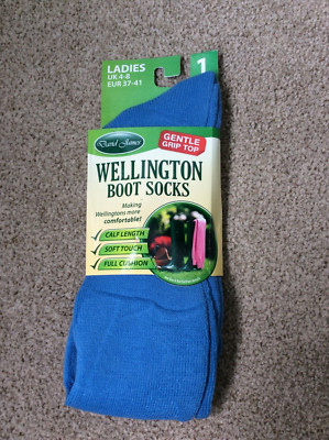 Ladies David James  Wellie Socks Blue BN