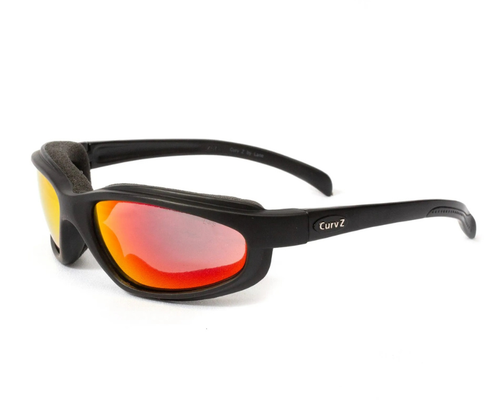 CurvZ 02-21 Fire Red-Gold Mirror Motorcycle Sunglass - Gripper Protective Case - Afbeelding 3 van 18