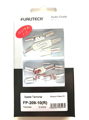 10x Furutech FP-209-10 R Reinkupfer Kabelschuhe Gabelöffnung 4mm Rhodium 8AWG