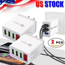 2Pcs Fast Wall Charger QC 3.0 USB Quick Charge 3 Ports Tablet iPad Phone Charger
