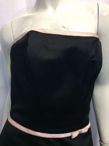 Vestido para mujer Mori Lee 9 10 llamaradas rosa cinta noche dama de honor fiesta sin tirantes - Imagen 2 de 9