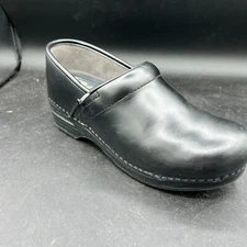 Dansko Shoes Women's Heel Clogs Black Leather  Size 40  (US Size 9.5-10)  [23]