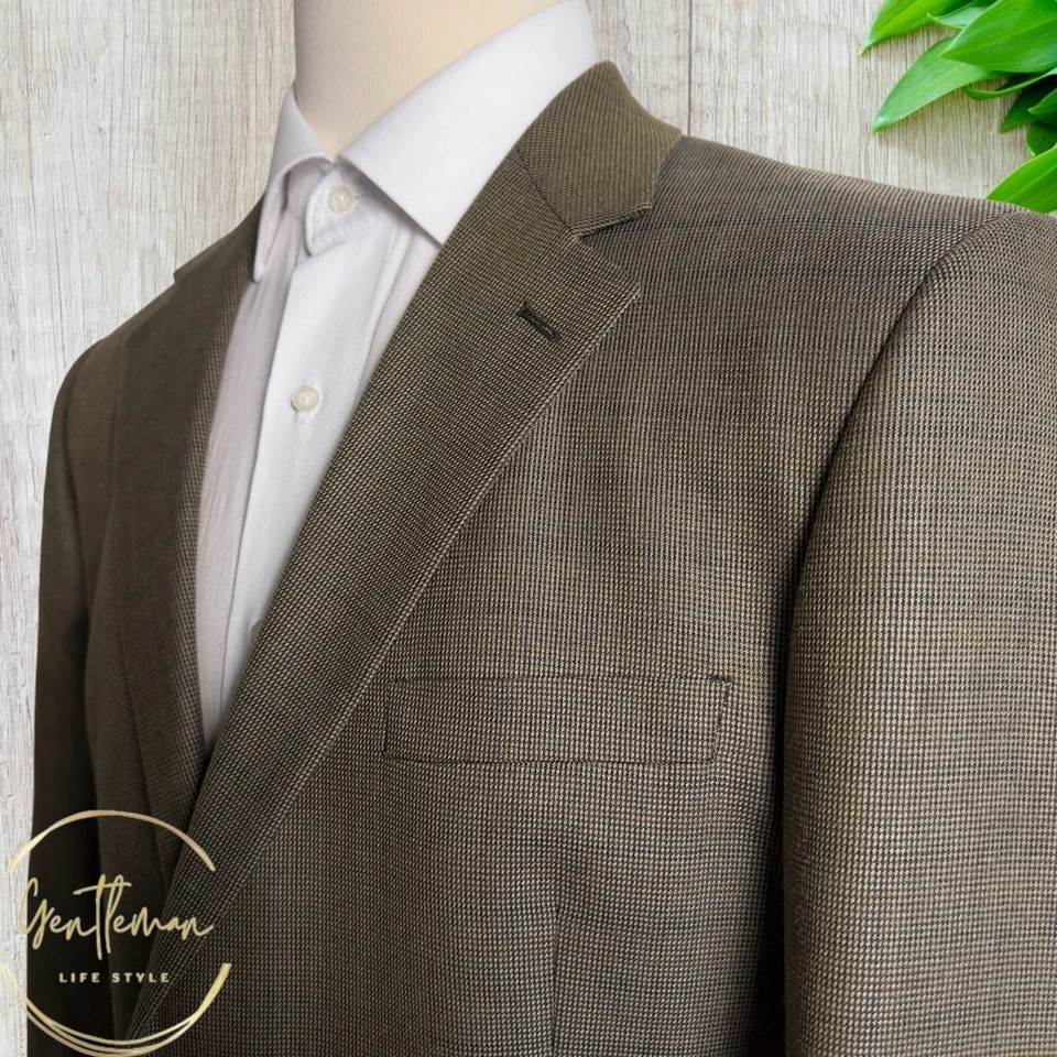 ANDREW FEZZA Hombres Blazer Abrigo Deportivo Chaqueta de Dos Botones 42R SEDA/LANA Traje Marrón Foto 2 de 4