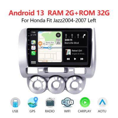 Carplay Android 13 Autoradio 2+32GB Navi BT FM WIFI Für Honda Jazz Fit 2004-2007