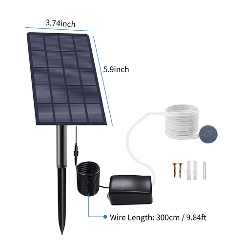 Solar Air Pump Oxygenator Oxygen Aerator For Garden Fish Tank Pond Aquarium S1M1 - Picture 2 of 11