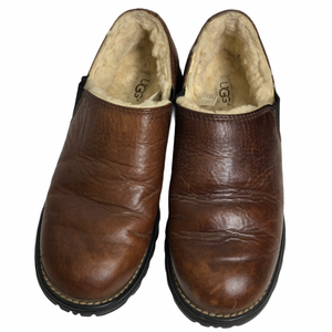 ugg brown leather clogs