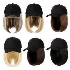 1Pcs Women Hat-wig One-piece Full-head Baseball Cap Short Collarbone-length Hair
