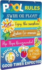 Pool Tin Sign Summer Metal Tin Sign Funny Swimming Pool Rule 12x16 