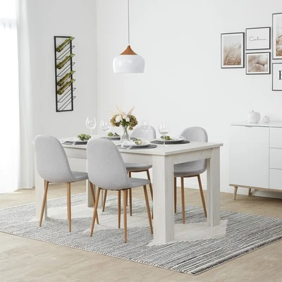 Esstisch mit 4 Stühlen Ausziehbar Massiv Holz Weiß Essgruppe Set Homestyle4u - Bild 1 von 4