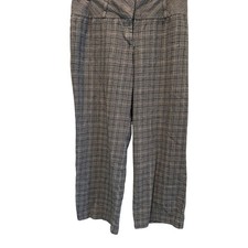 ESCADA Trousers Plaid Wool Pants SZ44/12 White Black Wide Leg Classic Career