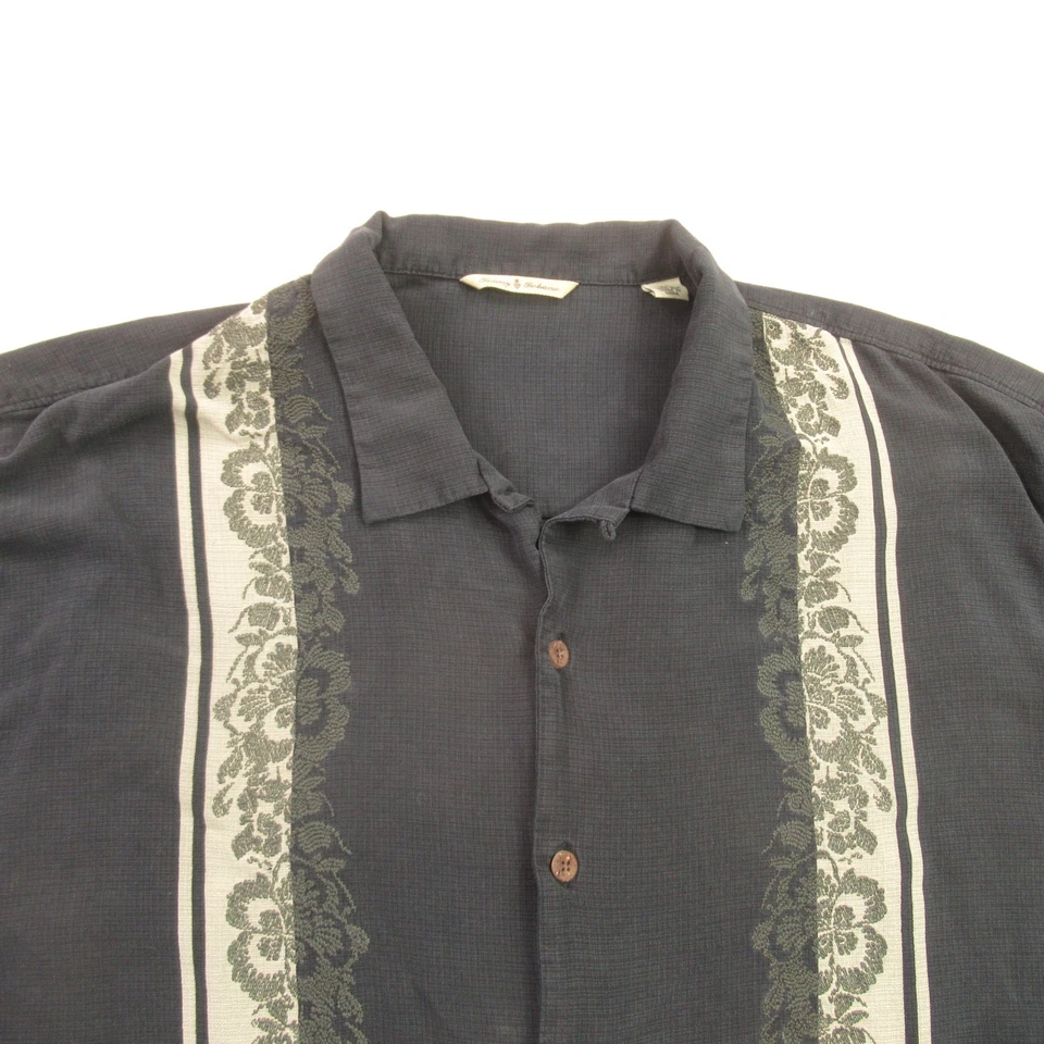 Tommy Bahama Shirt Mens 2XL Silk Short Sleeve Button Front Lightweight Black - Image 3 of 4
