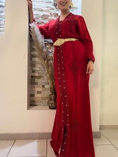 Luxury Red Moroccan Kaftan – Beaded Takchita Oriental Wedding Evening Dress - 