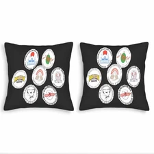 Set of 2 Decorative Throw Pillow Covers 18x18in with Unique Badge Designs