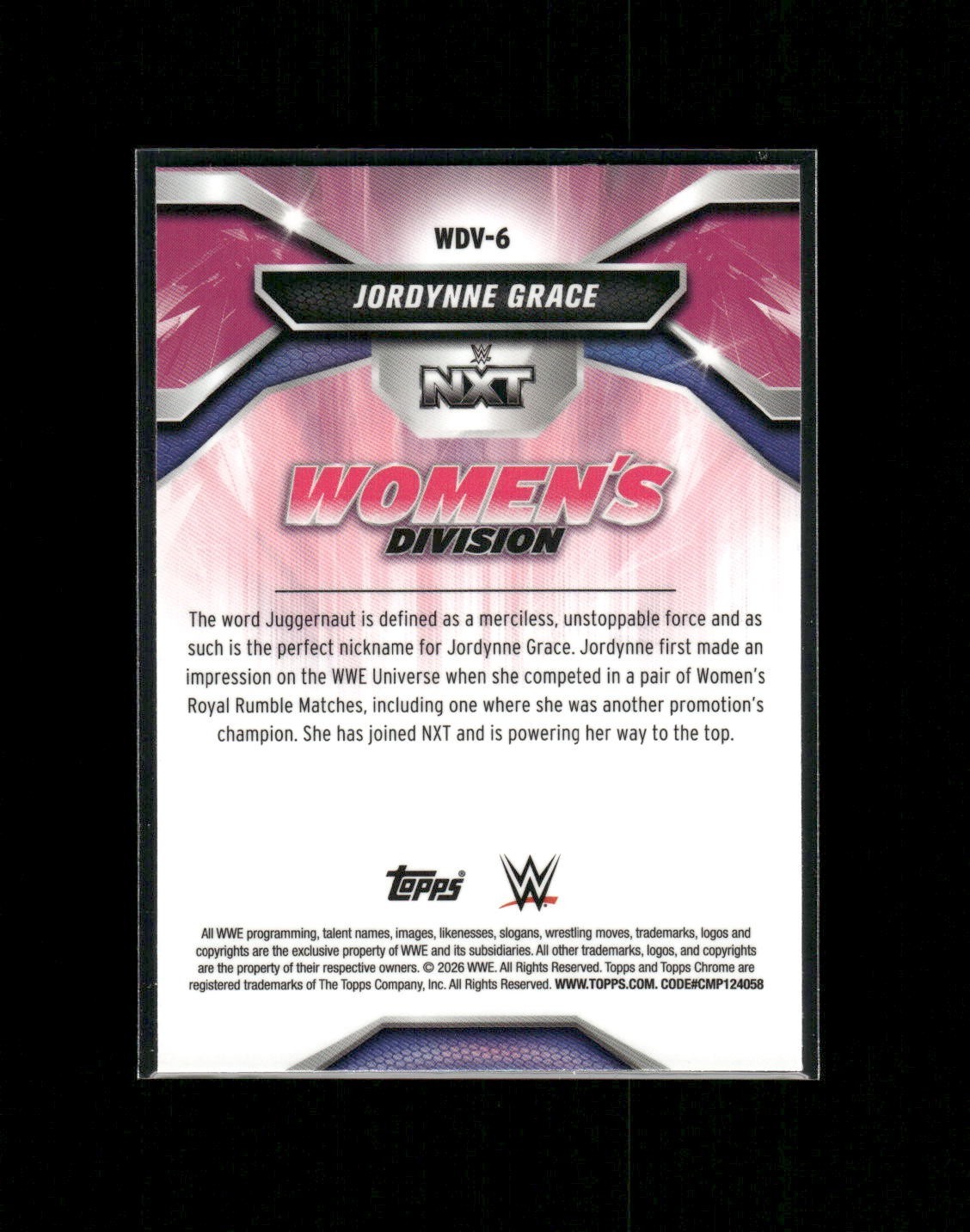 2026 Topps Chrome WWE Jordynne Grace #WDV-6 Women's Division view 2