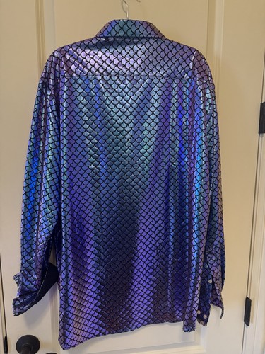 Oppo Suits Men’s Size 2XL XXL 45/46 17.9" Button LS Shirt Fancy Fish Mermaid - Picture 4 of 11