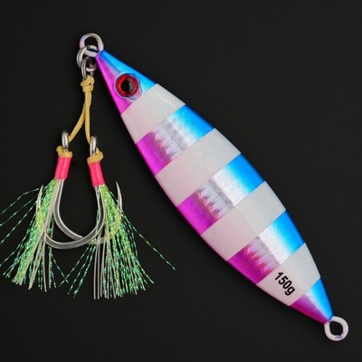 Flat Fall Jig 150g Slow Pitch Saltwater Tuna Lure Bluefin Yellowfin Assist Hooks