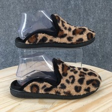 Df By Dearfoams Slippers Womens 7-8 Leopard Print Cozy Mule Clogs Brown Black