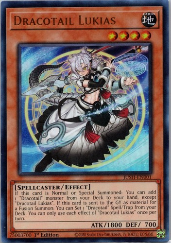 Dracotail Lukias JUSH-EN001 YuGiOh Justice Hunters card