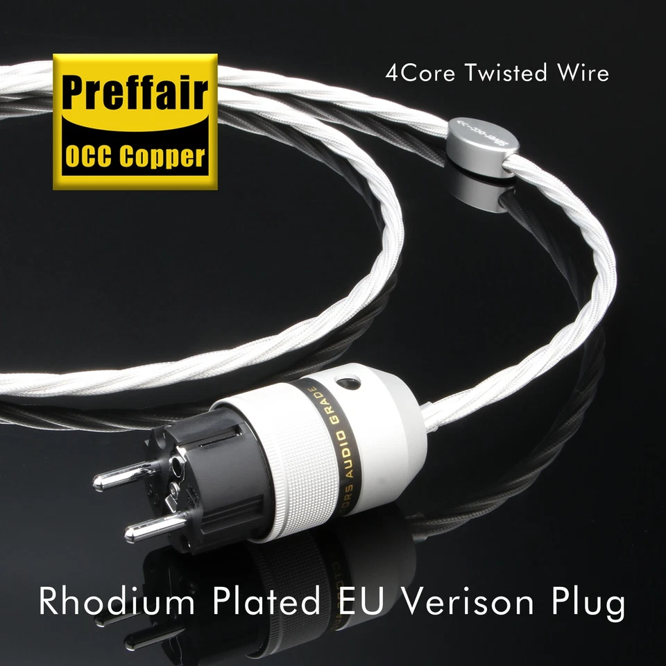 Hi-End Audio Amplifier Cable 4Cores Single Silver US EU Plug Power Cable - Image 3 of 4