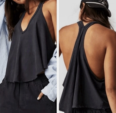 Free People We The Free Black Sleeveless Care FP Karri Swing Tank Sz M