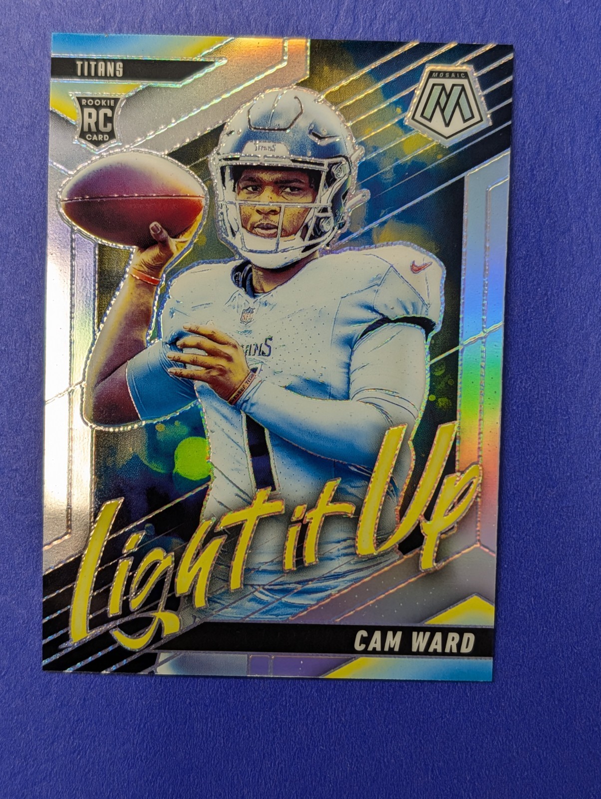 2025 Mosaic Cam Ward Light it Up RC Silver Prizm Rookie #2 Titans