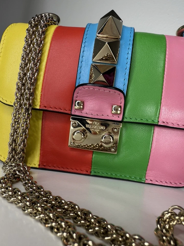 Valentino Garavani Rockstud Colorblock Glam Lock Flap Rainbow Mini Shoulder Bag - Image 3 of 4