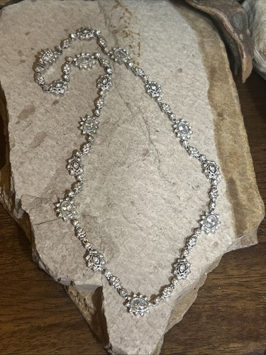 45. NADRI Silver tone White Crystal Collar Necklace 16", 21.3g